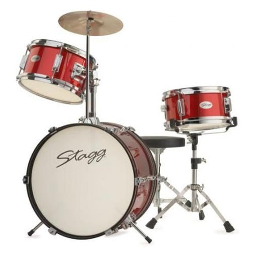 Stagg 3 Piece 16" Jr Drumset + Hware, Throne Red-Folders