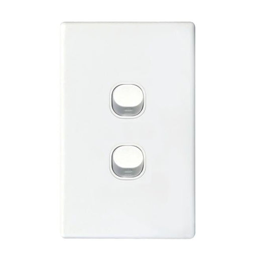 Tradesave 16A 2-Way Vertical 2 Gang Switch. Moulded In Flame Resistant-Folders