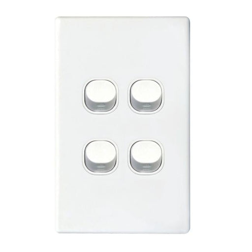 Tradesave 16A 2-Way Vertical 4 Gang Switch. Moulded In Flame Resistant-Folders