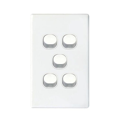 Tradesave 16A 2-Way Vertical 5 Gang Switch. Moulded In Flame Resistant-Folders