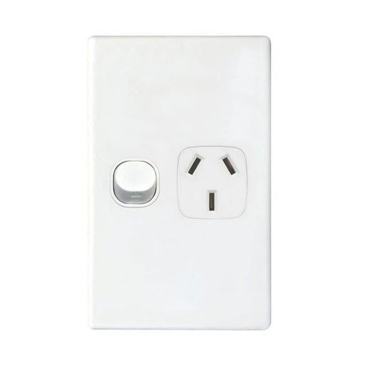 Tradesave Single 10A Vertical Power Point. Removable Cover. Moulded In-Folders