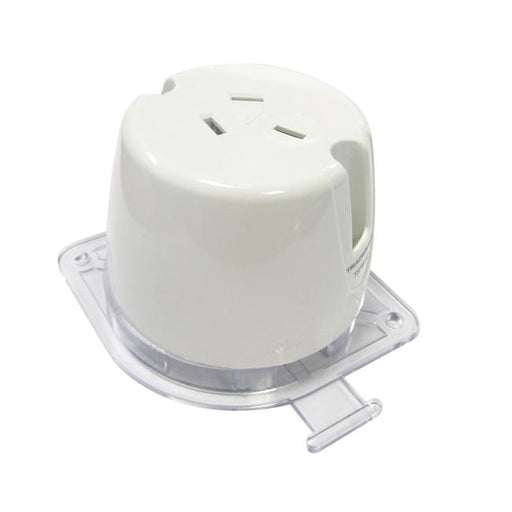 Tradesave Single Plug Base Socket. (4 Terminals). Bright White. Heat-Folders