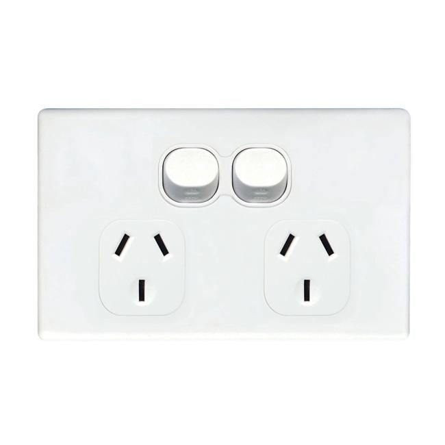 Tradesave Slim 10A Double Power Point. Removable Cover. Moulded In-Folders