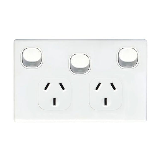 Tradesave Slim 10A Double Power Point With Extra 16A Switch.-Folders