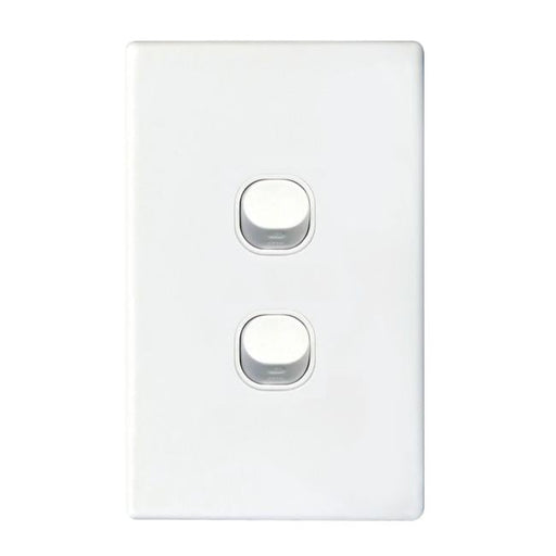 Tradesave Slim 16A 2-Way Vertical 2 Gang Switch. Moulded In Flame-Folders