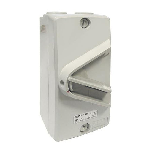 Tradesave Weatherproof Isolator Switch,1 Pole, Ip66, 32A, Grey-Folders