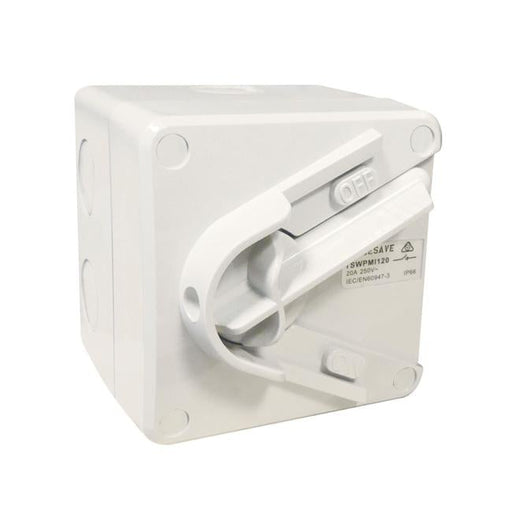Tradesave Weatherproof Mini Isolator 1 Pole 240V 20A.-Folders