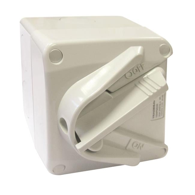 Tradesave Weatherproof Mini Isolator 2 Pole 240V 20A.-Folders