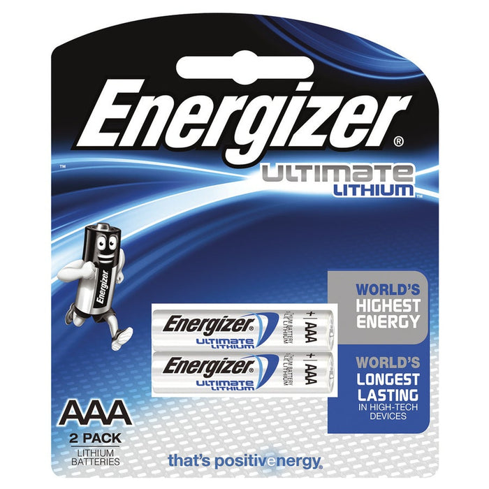 Two Pack 1.5V Energizer L92 AAA Lithium Batteries - Folders