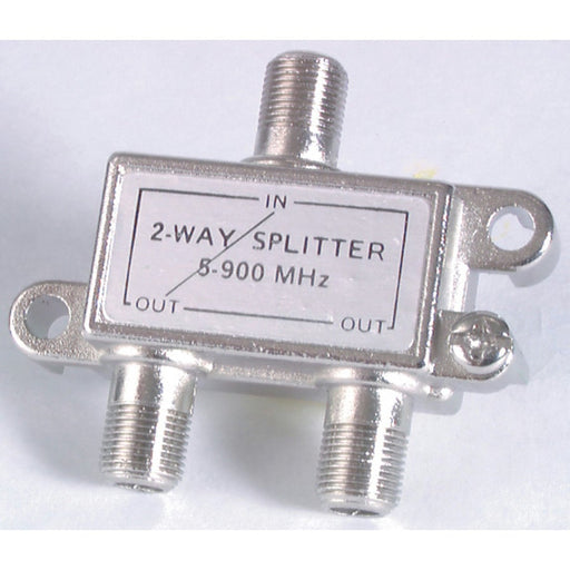Two Way TV Splitter with Power Pass - F Connectors - Die Cast - Folders