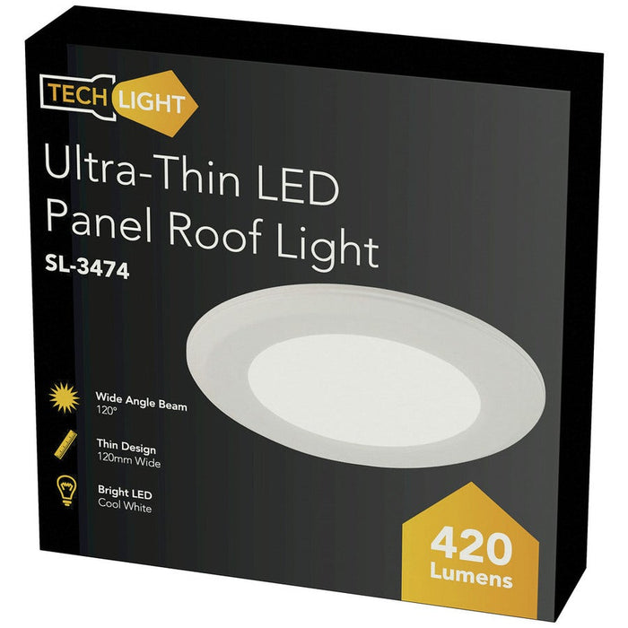 Ultra-Thin LED Panel Roof Light 6W 120mm Cool White - Folders