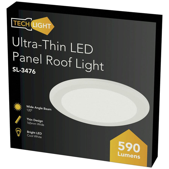 Ultra-Thin LED Panel Roof Light 8W 165mm Cool White - Folders