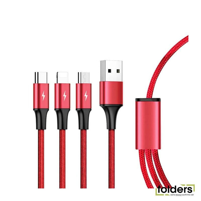 UNITEK 1.2m USB 3-in-1 Charge Cable. Integrated USB-A to Micro-B, - Folders