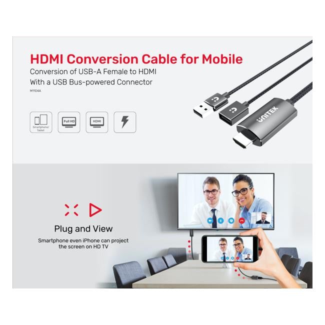 Unitek Hdmi 1M Conversion Cable For Mobile Devices. Convert Usb-A To-Folders