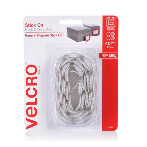 Velcro Brand 22Mm Stick On Hook & Loop Dots. Pack Of 40. Designed For-Folders