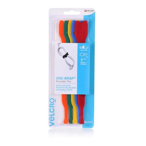 Velcro Brand 25Mm X 200Mm One-Wrap Reusable Hook & Loop 5 Pack Cable-Folders