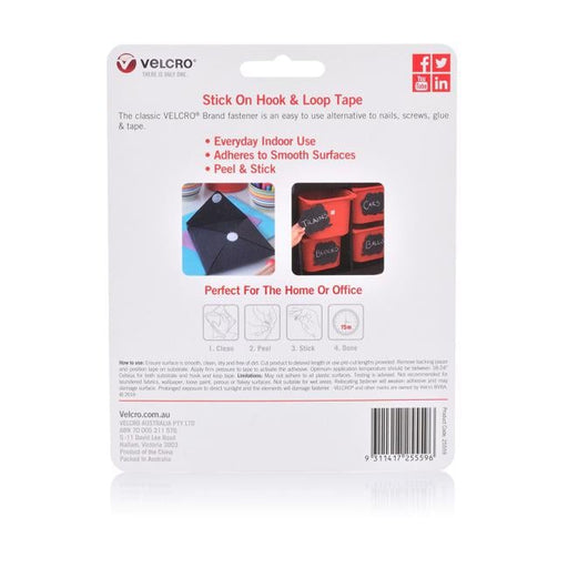 Velcro Brand 25Mm X 50Mm Hook & Loop Pre-Cut Stick On 6 Pack-Folders