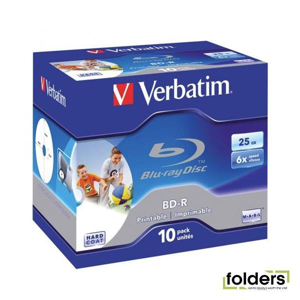 Verbatim BD-R 25GB 6x White Wide Printable 10 Pack with Jewel Cases - Folders