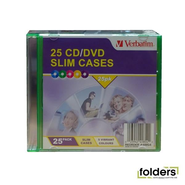 Verbatim CD/DVD 25 Pack Coloured Slim Cases - Folders