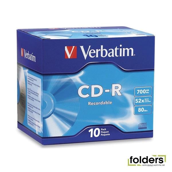 Verbatim CD-R 52x 10 Pack with Jewel Cases - Folders