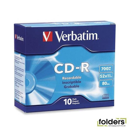 Verbatim CD-R 52x 10 Pack with Slim Cases - Folders