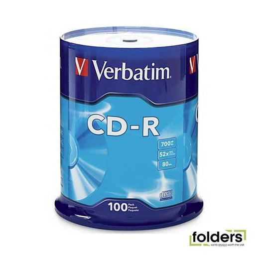 Verbatim CD-R 52x 100 Pack on Spindle - Folders