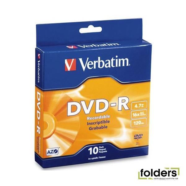 Verbatim DVD-R 4.7GB 16x 10 Pack on Spindle - Folders