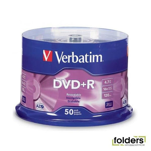 Verbatim DVD+R 4.7GB 16x 50 Pack on Spindle - Folders
