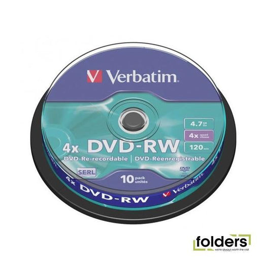 Verbatim DVD-RW 4.7GB 4x 10 Pack on Spindle - Folders