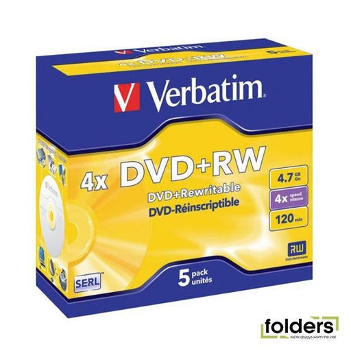 Verbatim DVD+RW 4.7GB 4x 5 Pack on Spindle - Folders