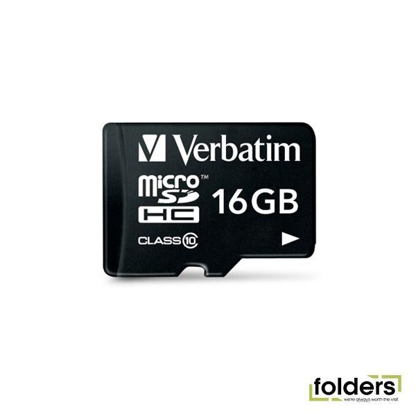 Verbatim Premium microSDHC Class 10 UHS-I Card 16GB with Adapter - Folders