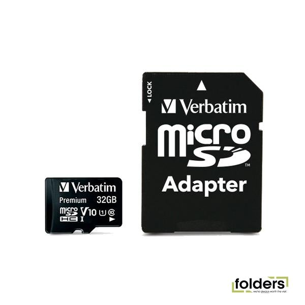 Verbatim Premium microSDHC Class 10 UHS-I Card 32GB with Adapter - Folders