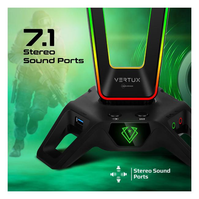 Vertux Multi-Function Headphone Stand With 3X Usb-A Ports. Includes-Folders