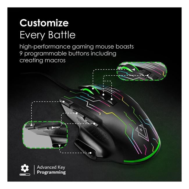 Vertux Stellar Tracking 9 Button Wired Gaming Mouse With-Folders