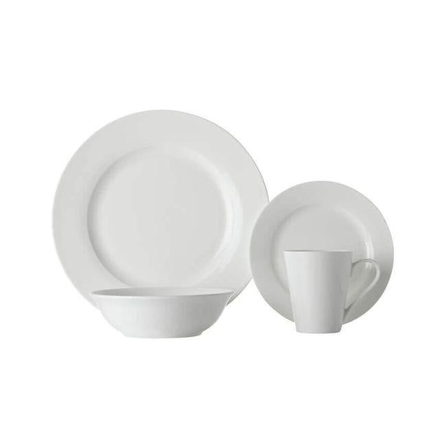 White Basics Cosmopolitan Rim Dinner Set 16 Piece-Folders