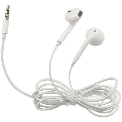 White Stereo Earphones with Micophone and Volume Control - Folders